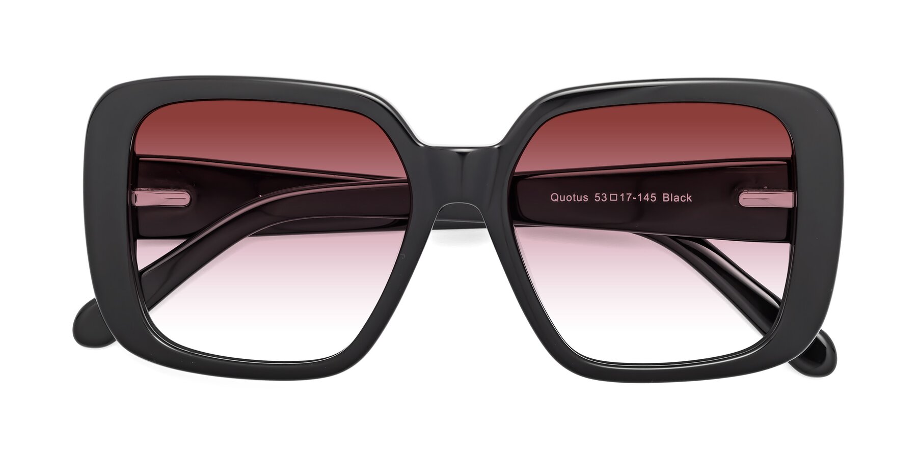 Folded Front of Quotus in Black with Garnet Gradient Lenses