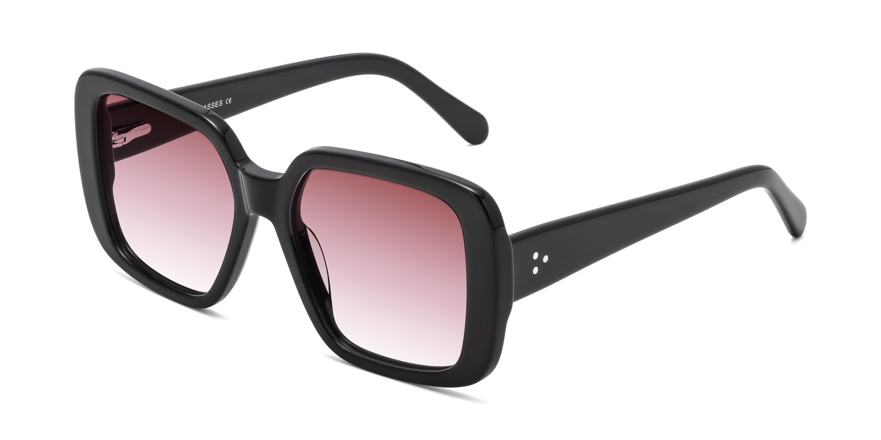 Angle of Quotus in Black with Garnet Gradient Lenses