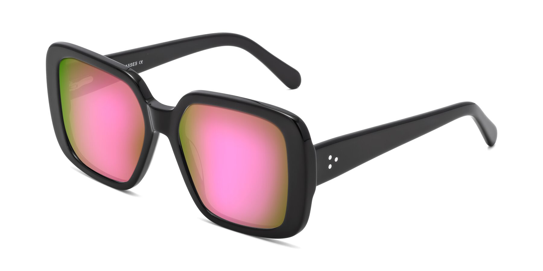 Angle of Quotus in Black with Pink Mirrored Lenses