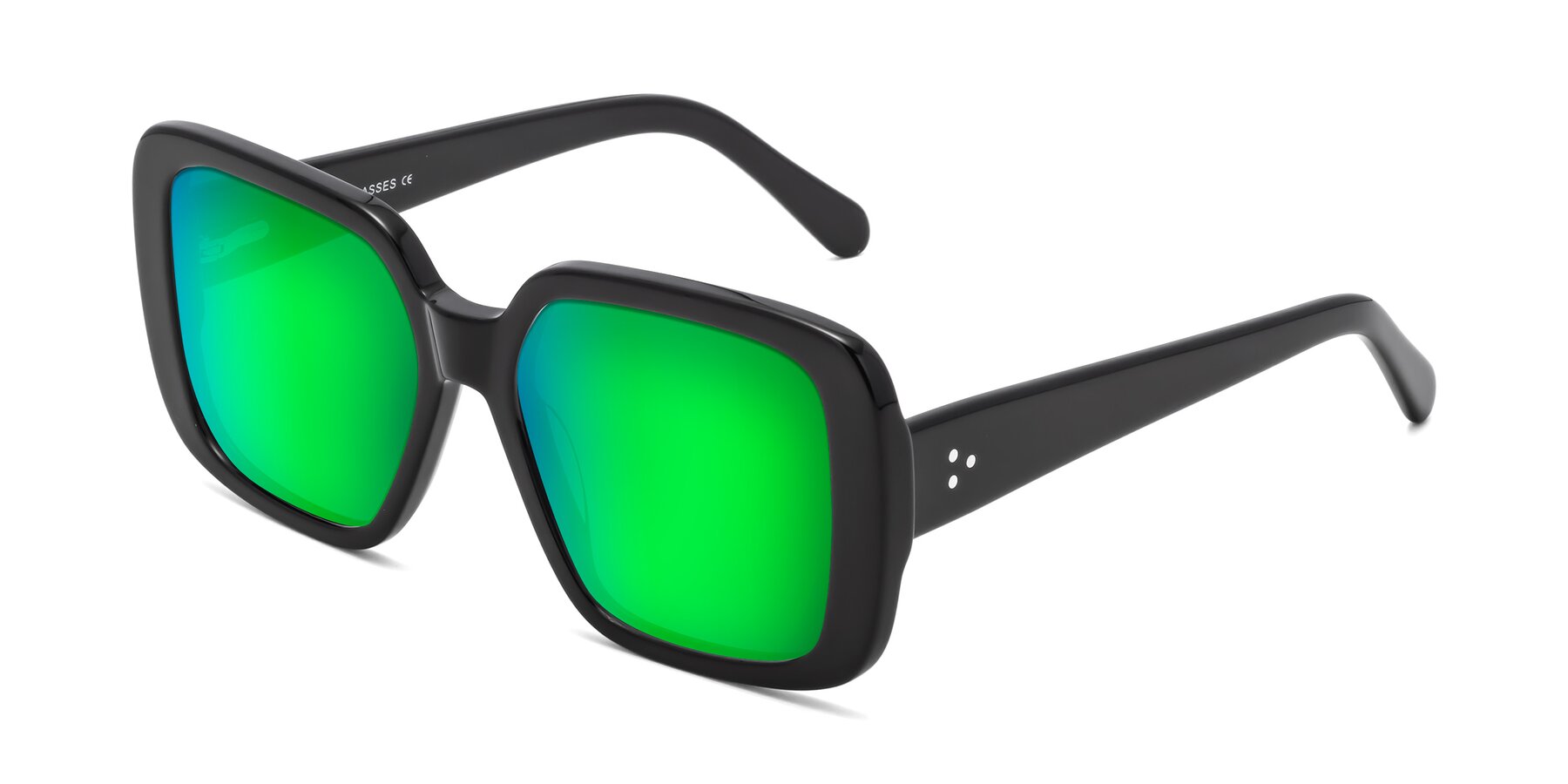 Angle of Quotus in Black with Green Mirrored Lenses