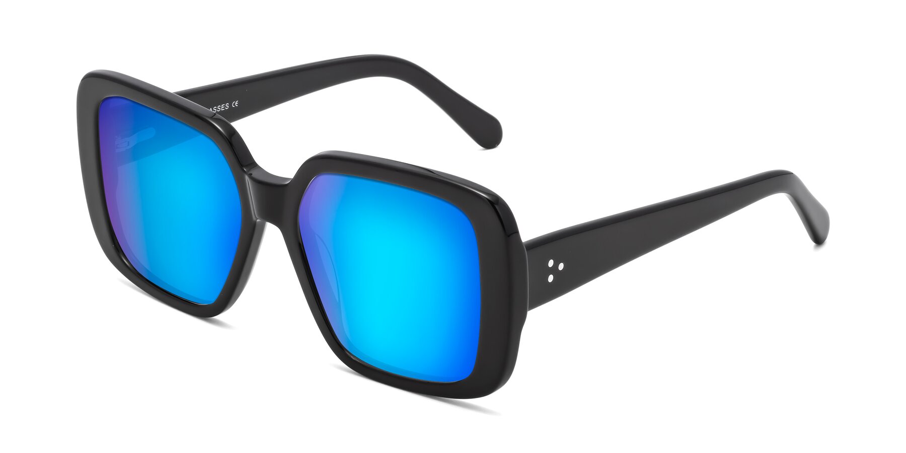 Angle of Quotus in Black with Blue Mirrored Lenses