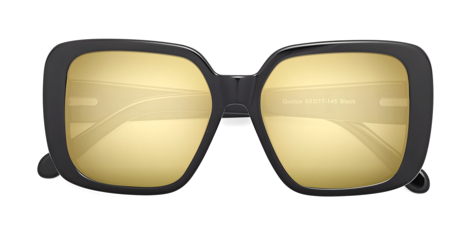 Folded Front of Quotus in Black with Gold Mirrored Lenses