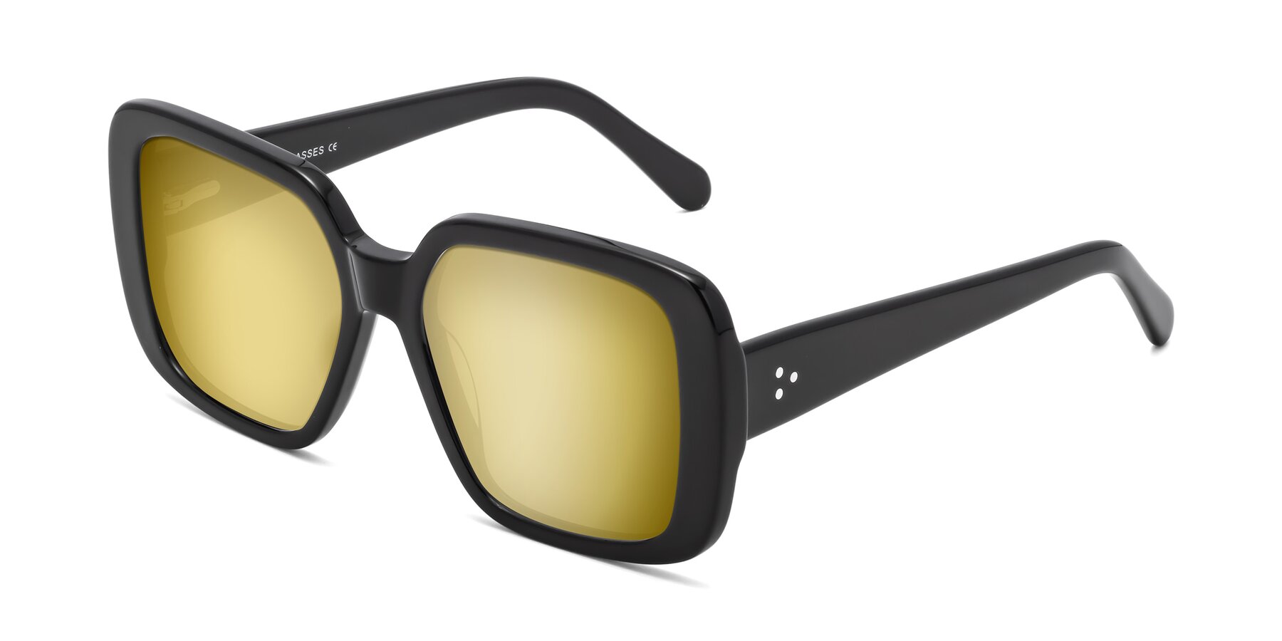 Angle of Quotus in Black with Gold Mirrored Lenses