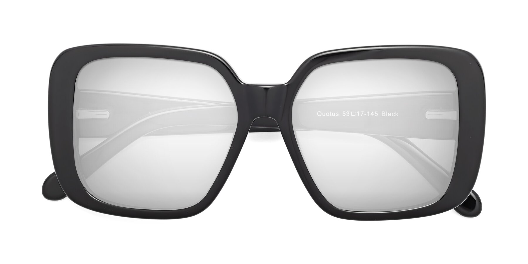 Folded Front of Quotus in Black with Silver Mirrored Lenses