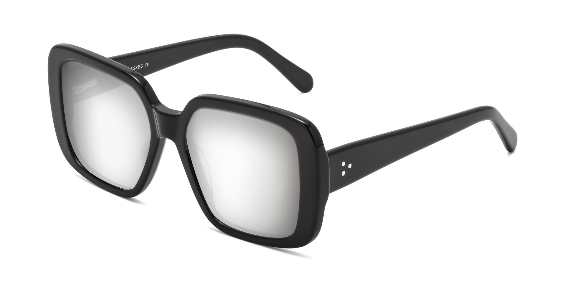 Angle of Quotus in Black with Silver Mirrored Lenses