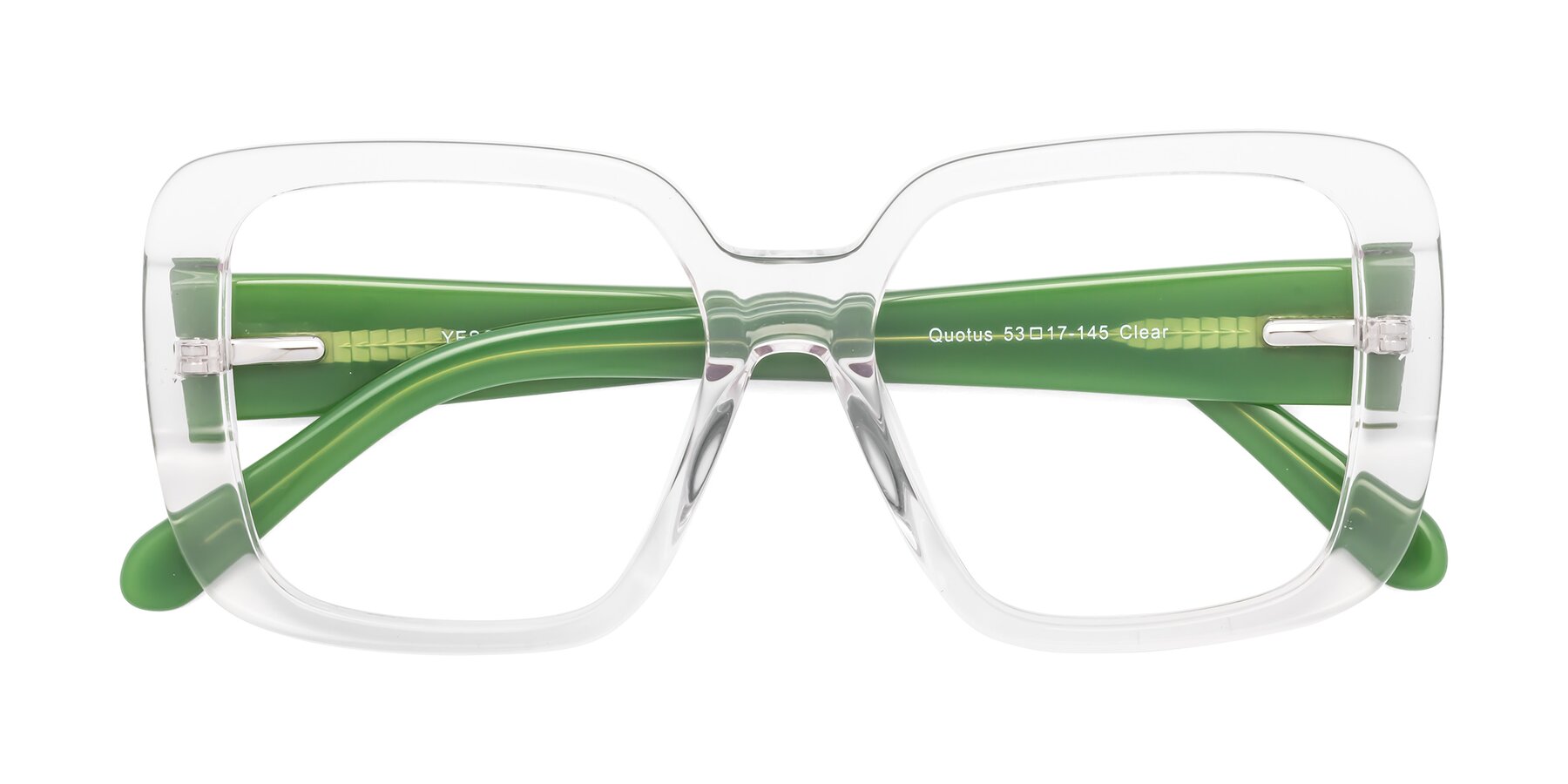 Folded Front of Quotus in Clear with Clear Reading Eyeglass Lenses