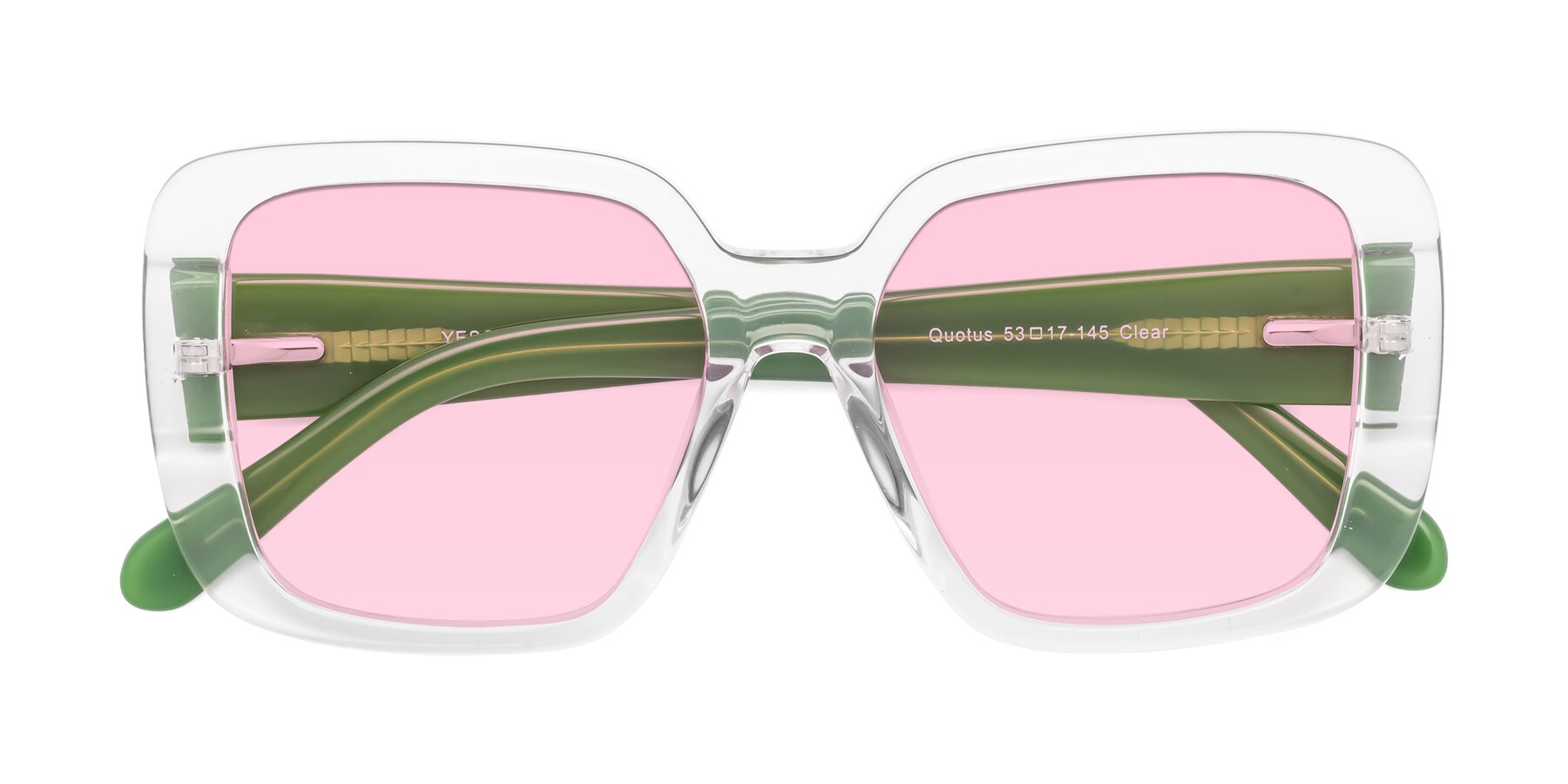 Folded Front of Quotus in Clear with Light Pink Tinted Lenses