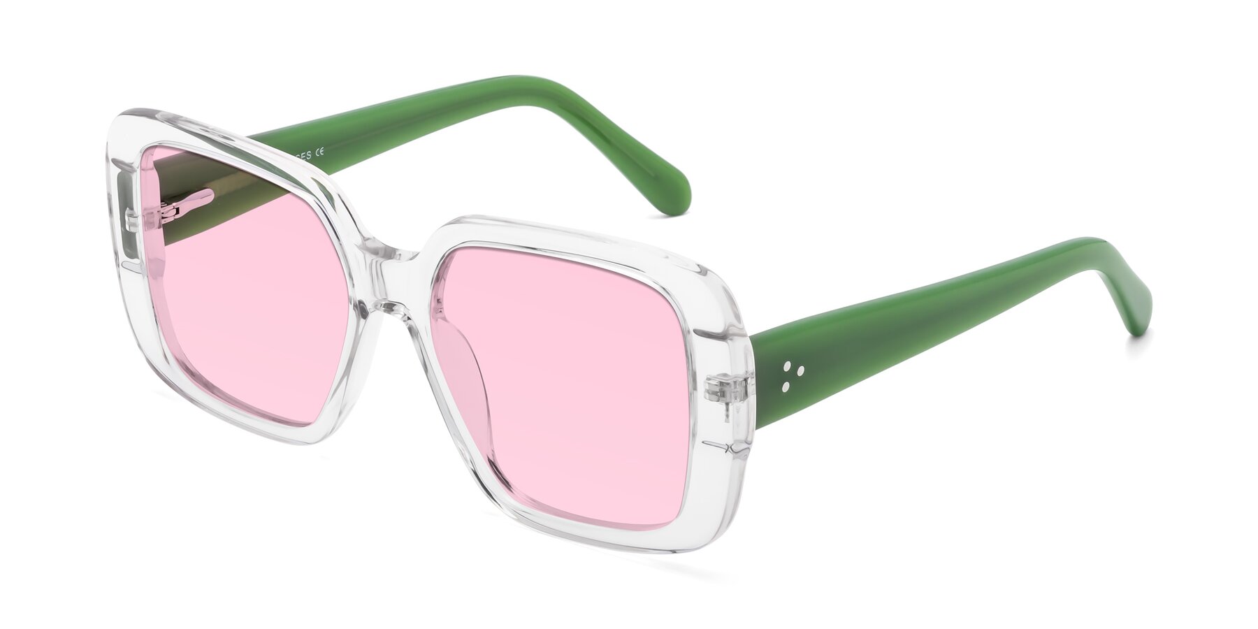 Angle of Quotus in Clear with Light Pink Tinted Lenses