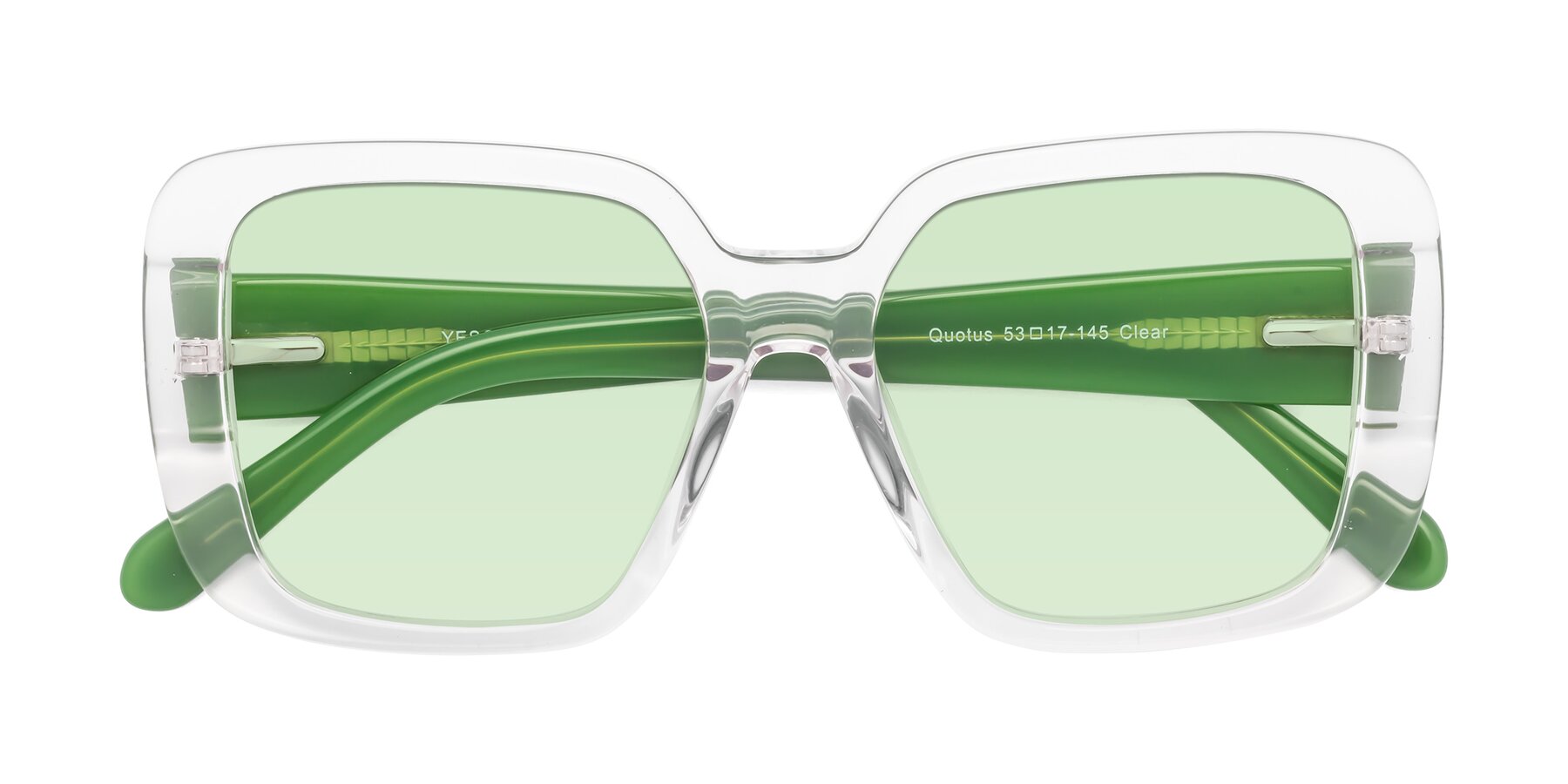 Folded Front of Quotus in Clear with Light Green Tinted Lenses