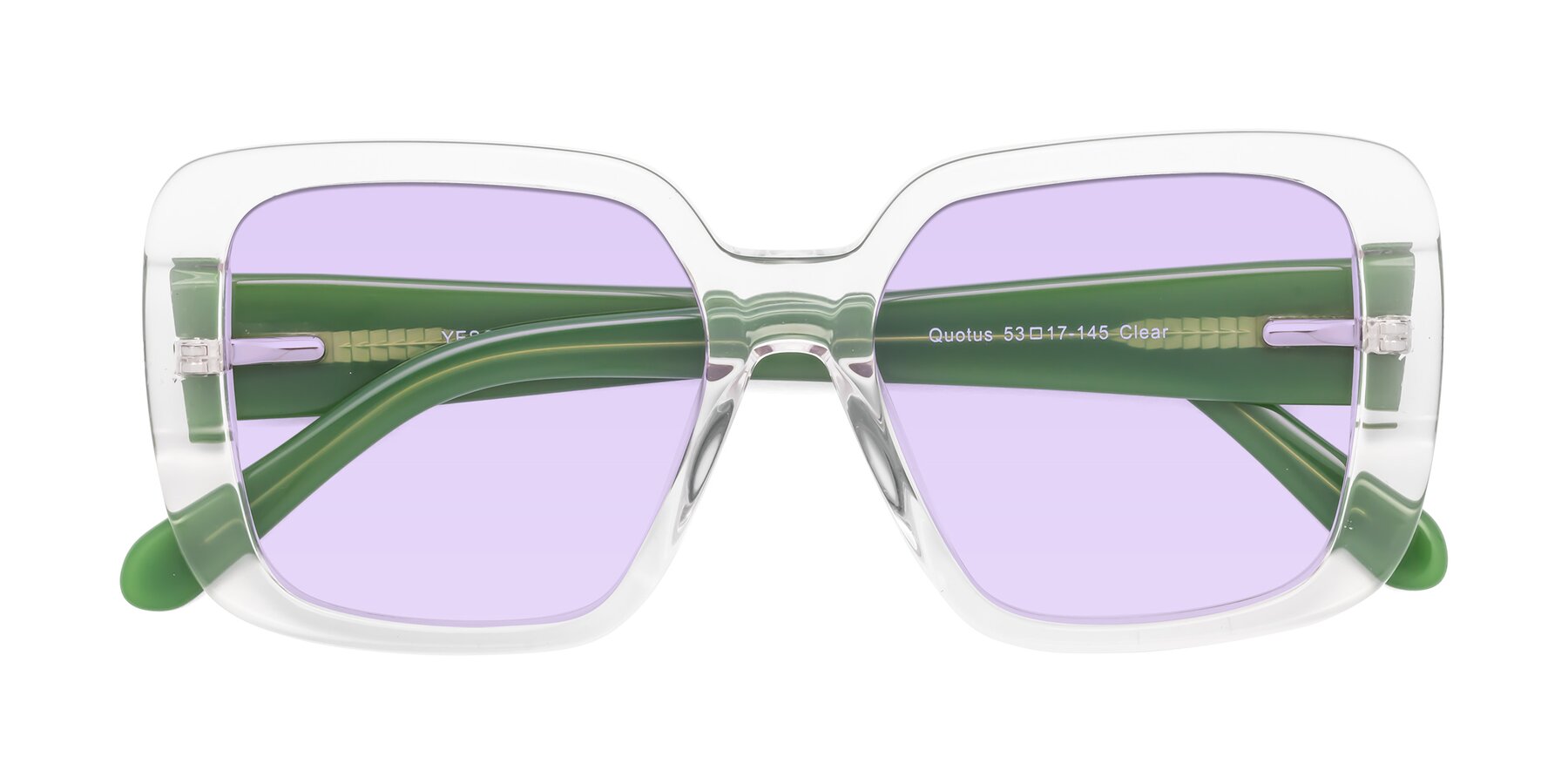 Folded Front of Quotus in Clear with Light Purple Tinted Lenses