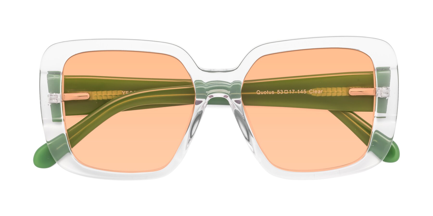 Folded Front of Quotus in Clear with Light Orange Tinted Lenses