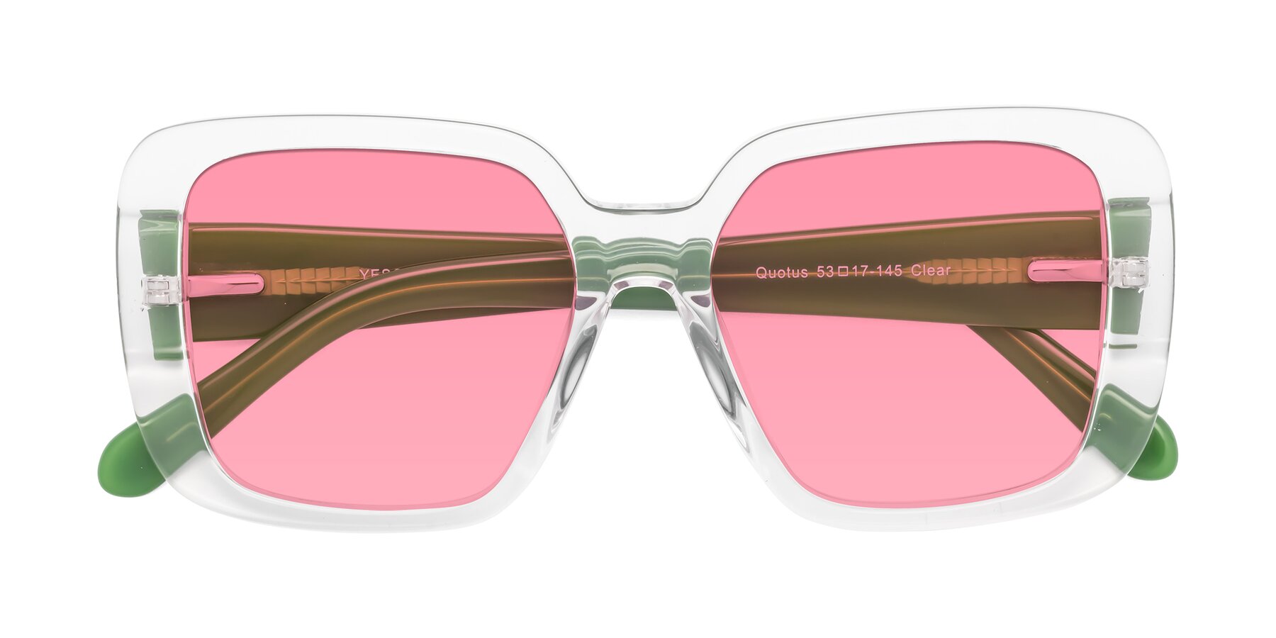 Folded Front of Quotus in Clear with Pink Tinted Lenses
