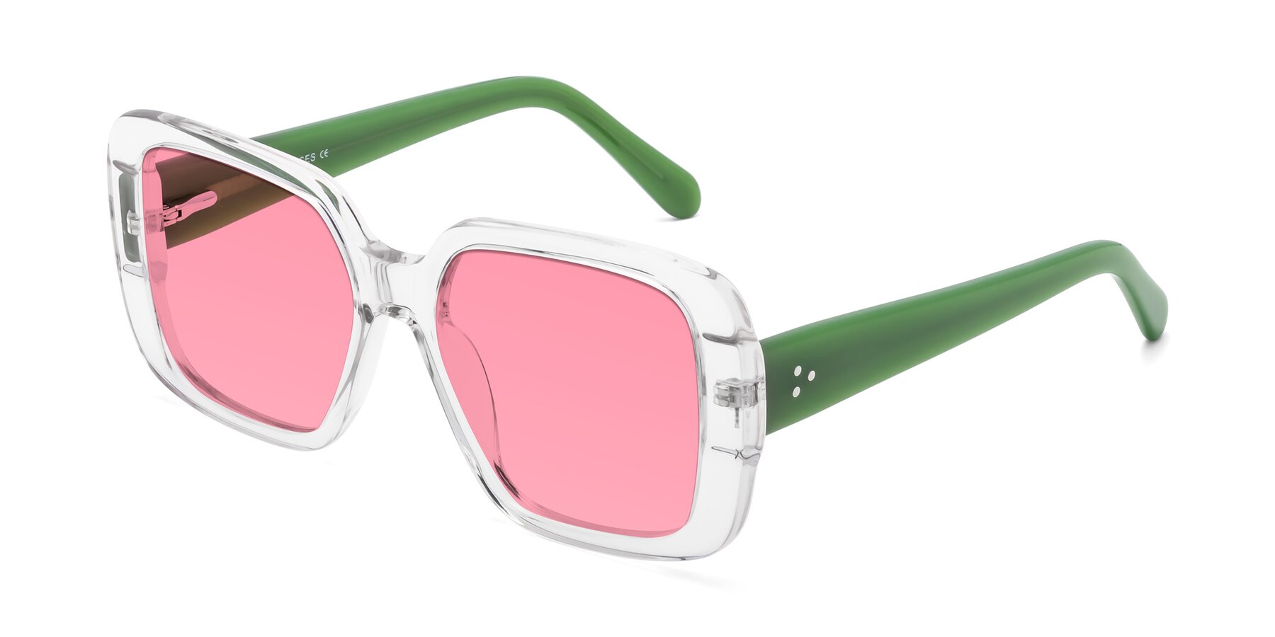 Angle of Quotus in Clear with Pink Tinted Lenses