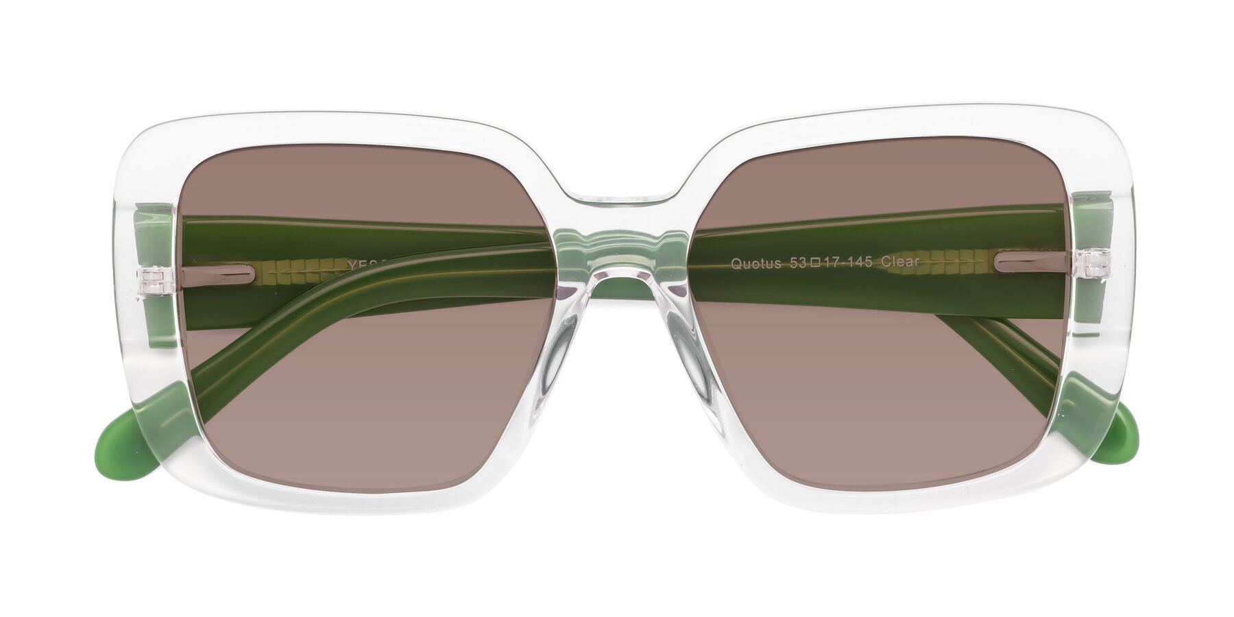 Folded Front of Quotus in Clear with Medium Brown Tinted Lenses