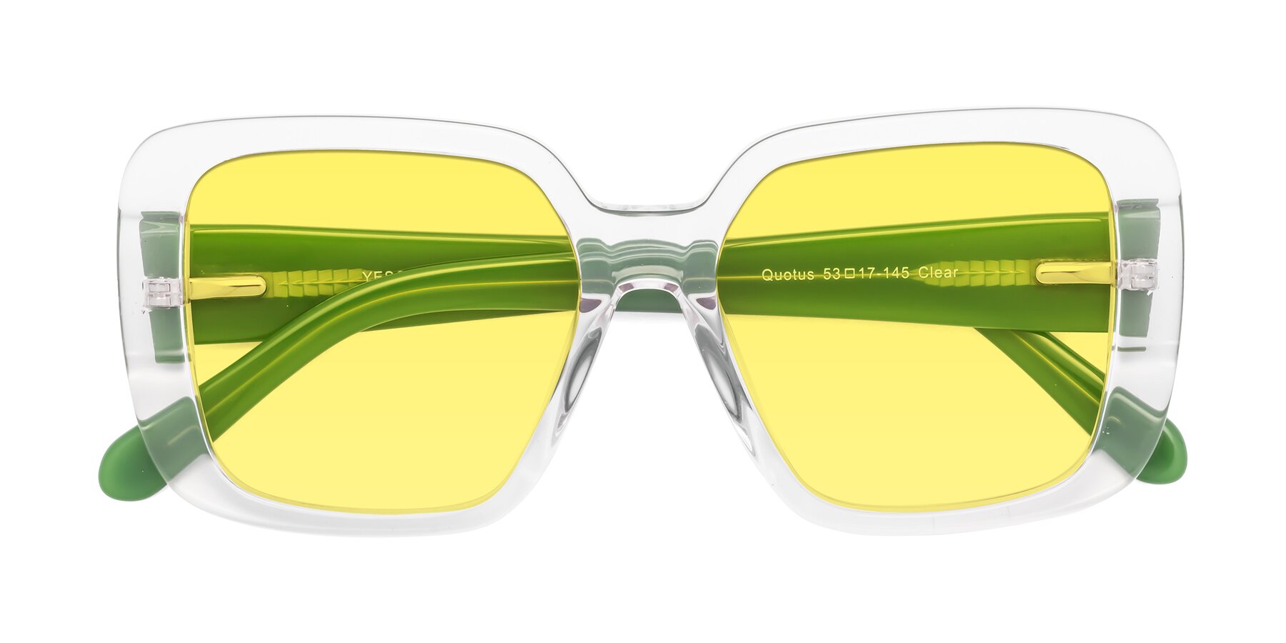 Folded Front of Quotus in Clear with Medium Yellow Tinted Lenses