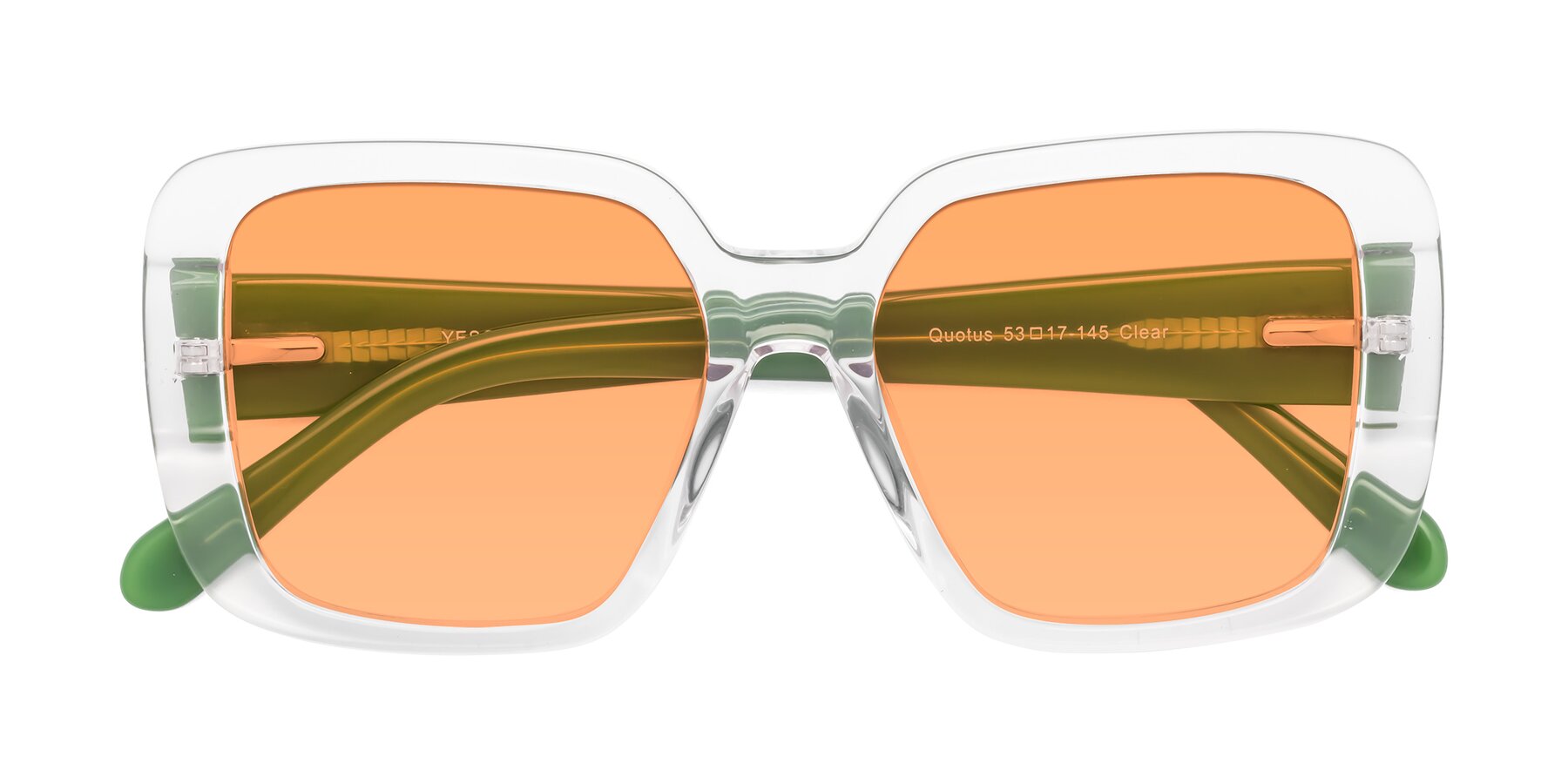 Folded Front of Quotus in Clear with Medium Orange Tinted Lenses