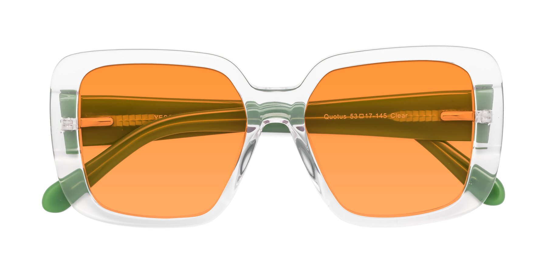 Folded Front of Quotus in Clear with Orange Tinted Lenses