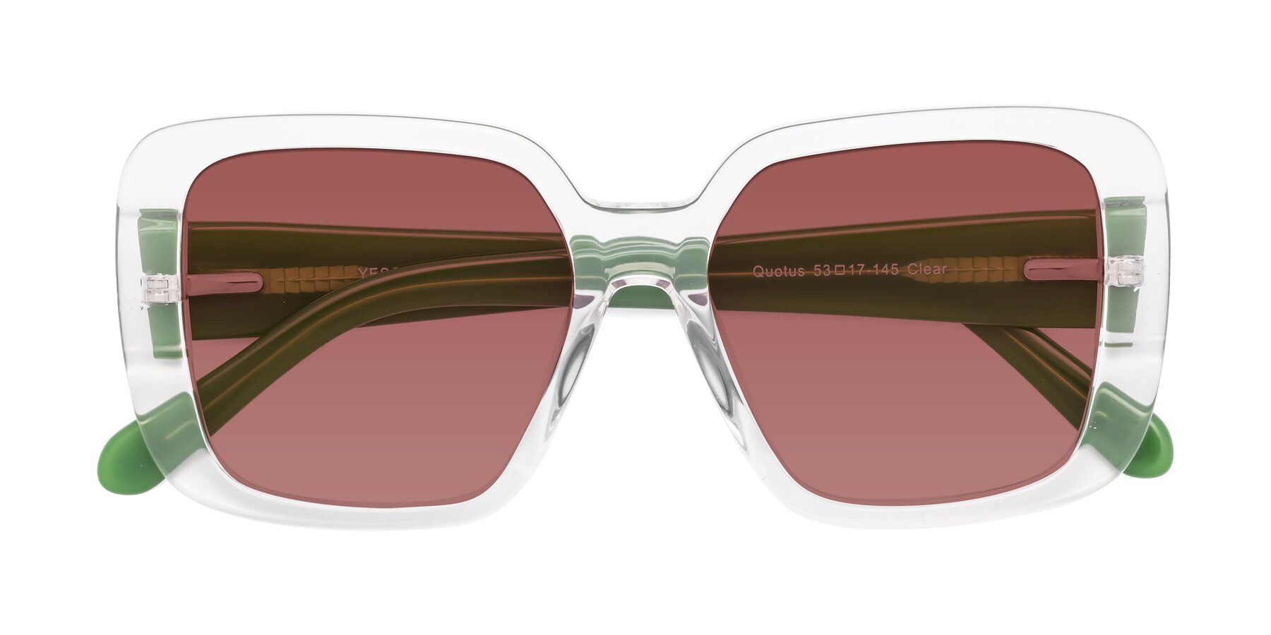 Folded Front of Quotus in Clear with Garnet Tinted Lenses