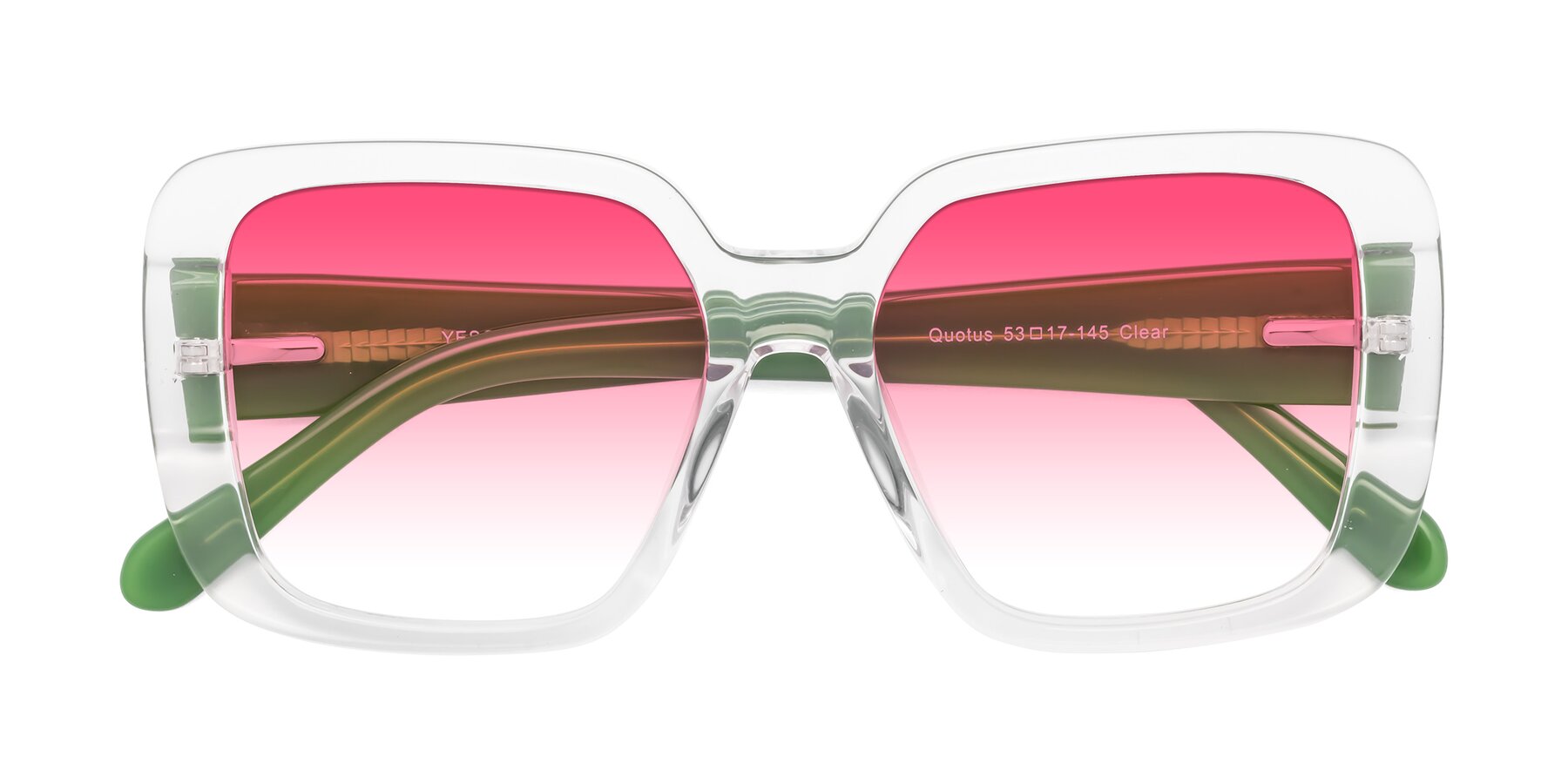 Folded Front of Quotus in Clear with Pink Gradient Lenses