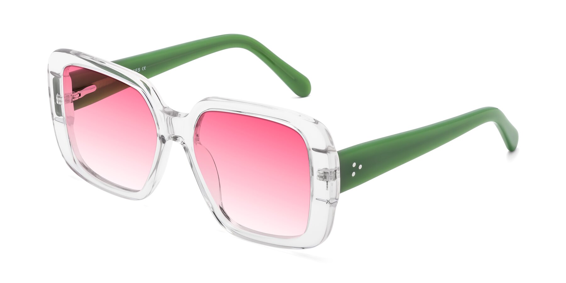 Angle of Quotus in Clear with Pink Gradient Lenses