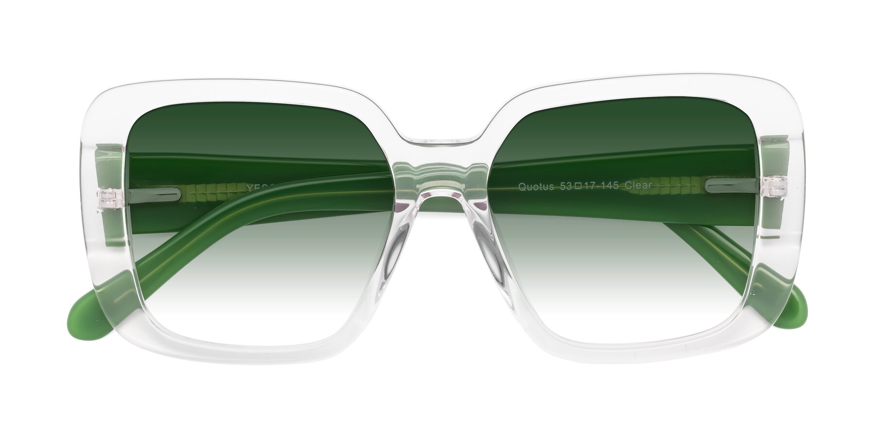 Folded Front of Quotus in Clear with Green Gradient Lenses