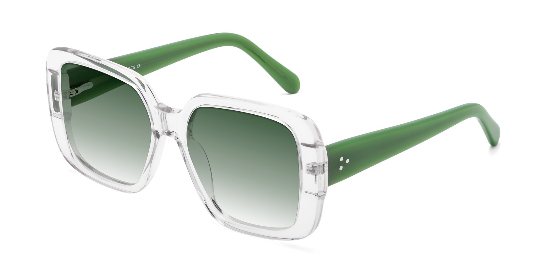 Angle of Quotus in Clear with Green Gradient Lenses