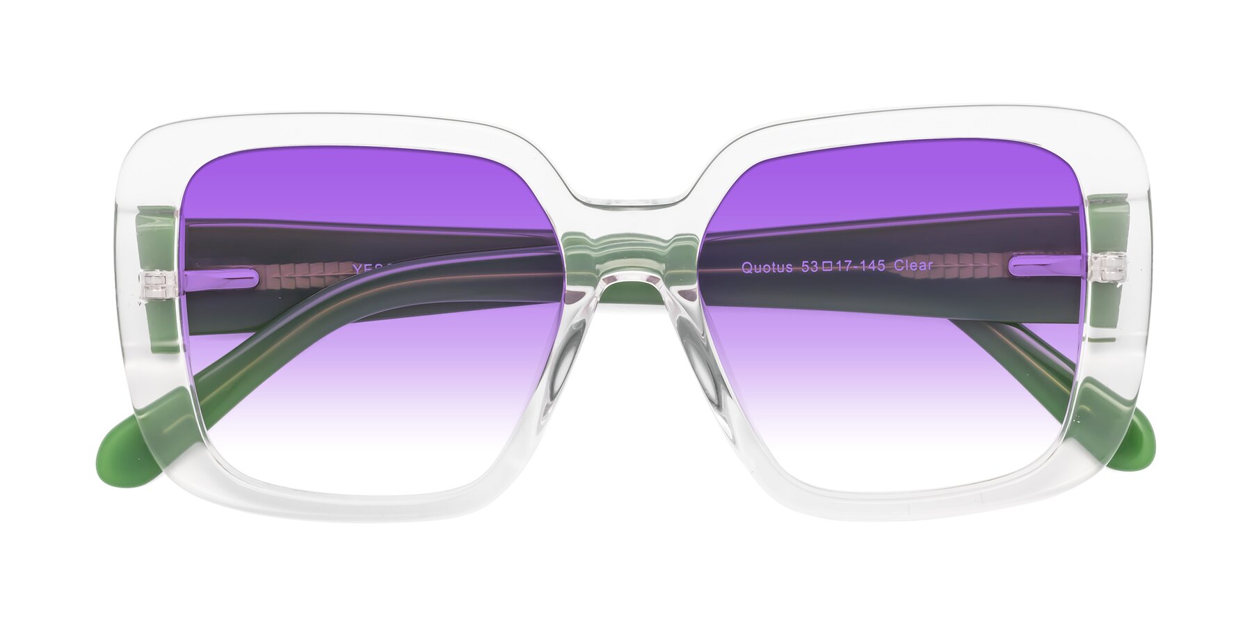Folded Front of Quotus in Clear with Purple Gradient Lenses