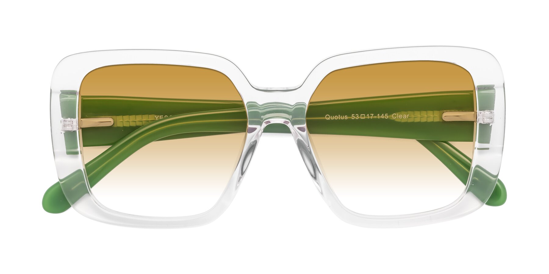 Folded Front of Quotus in Clear with Champagne Gradient Lenses