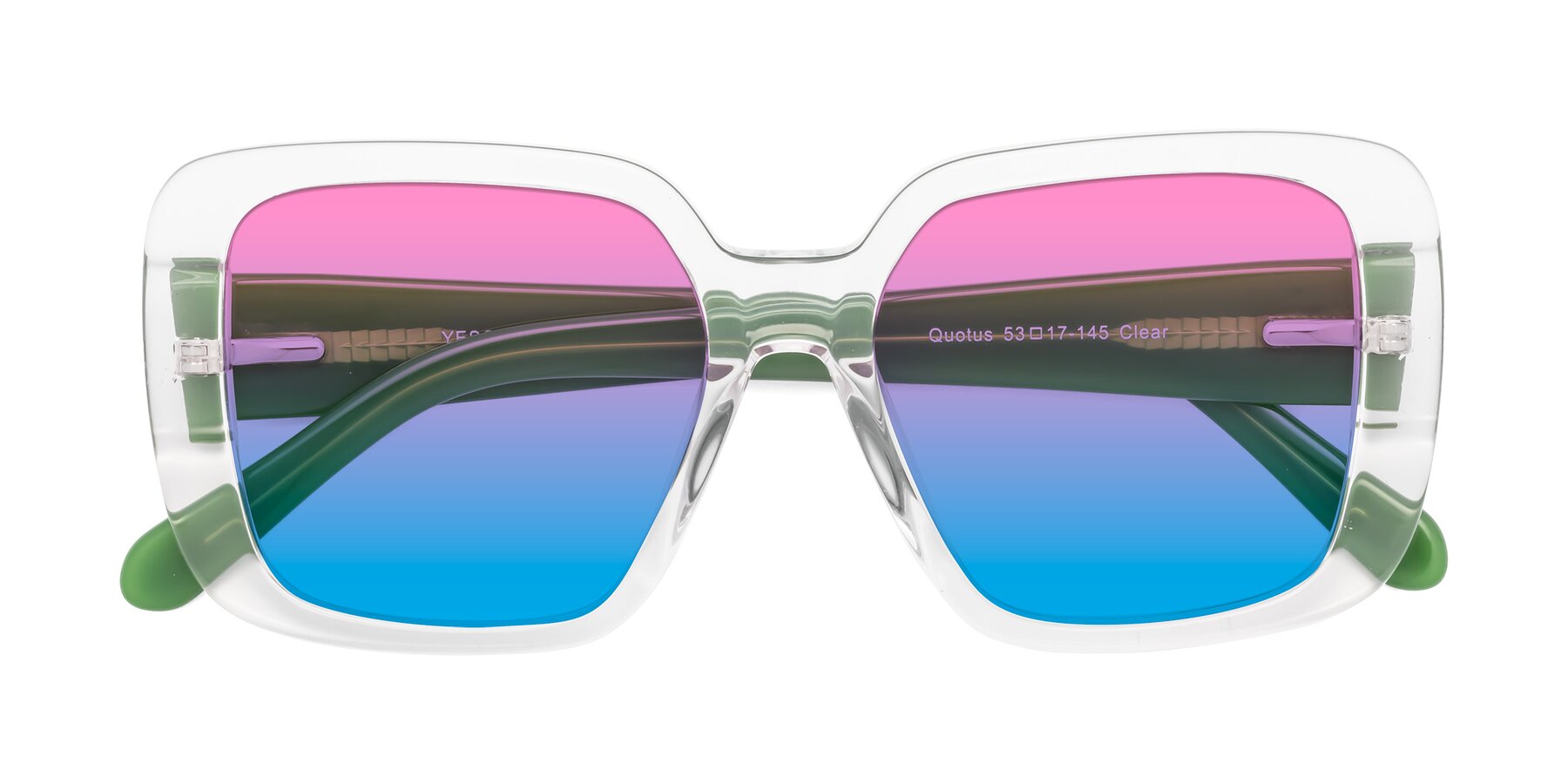 Folded Front of Quotus in Clear with Pink / Blue Gradient Lenses
