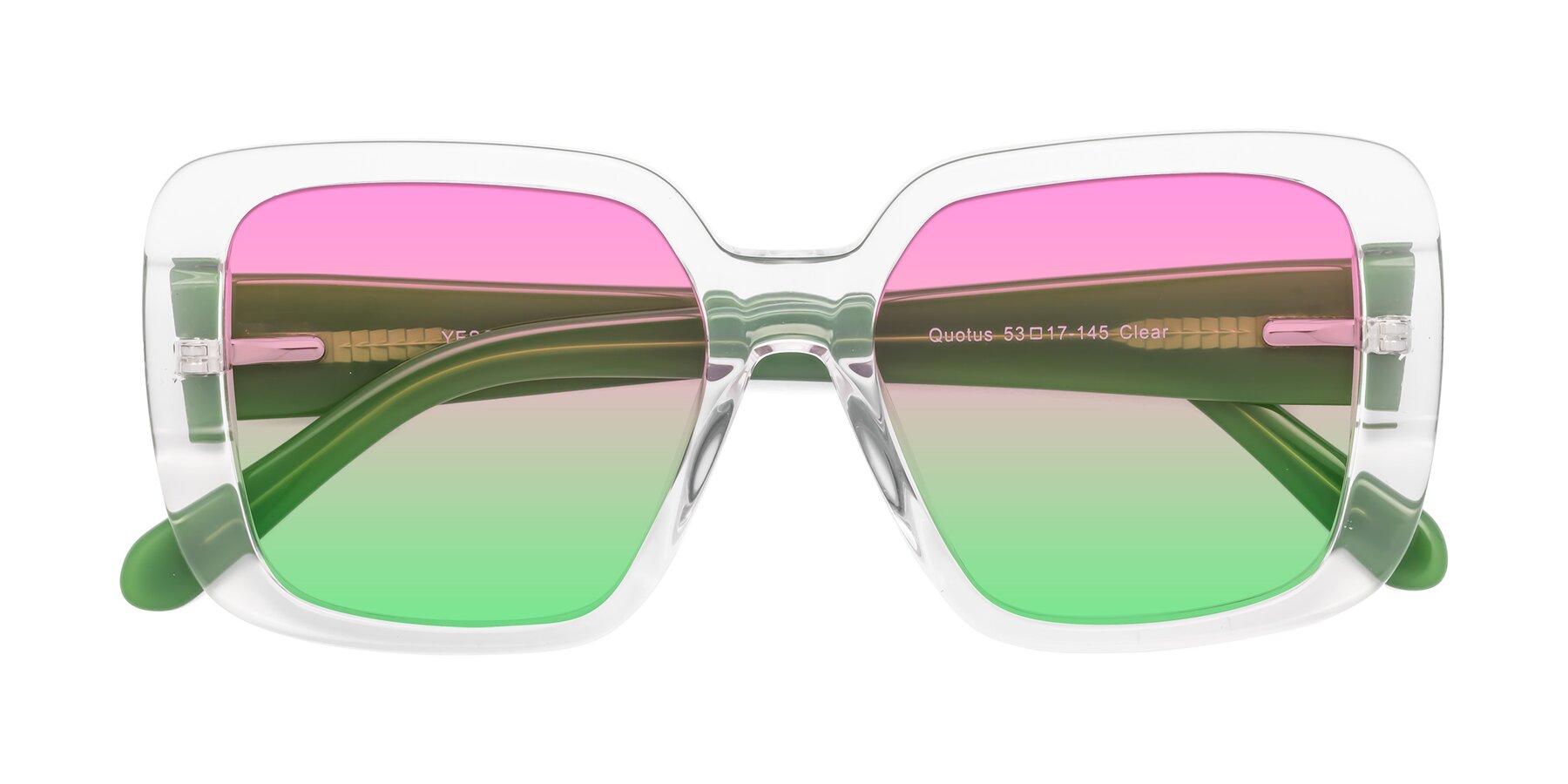Folded Front of Quotus in Clear with Pink / Green Gradient Lenses