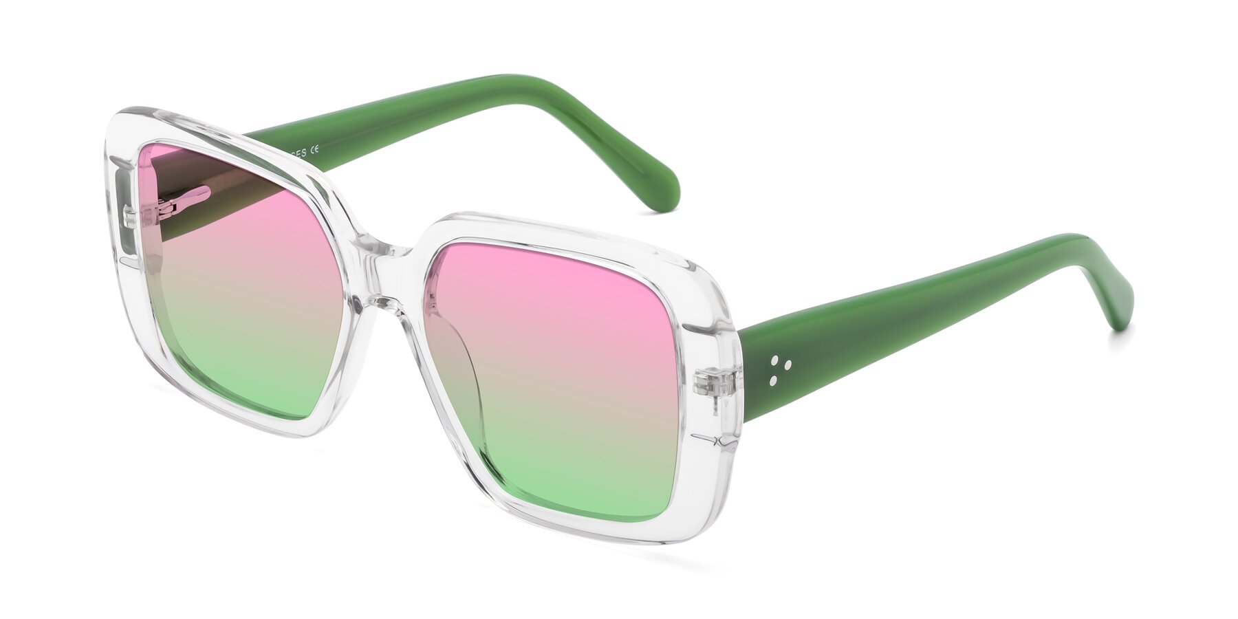 Angle of Quotus in Clear with Pink / Green Gradient Lenses