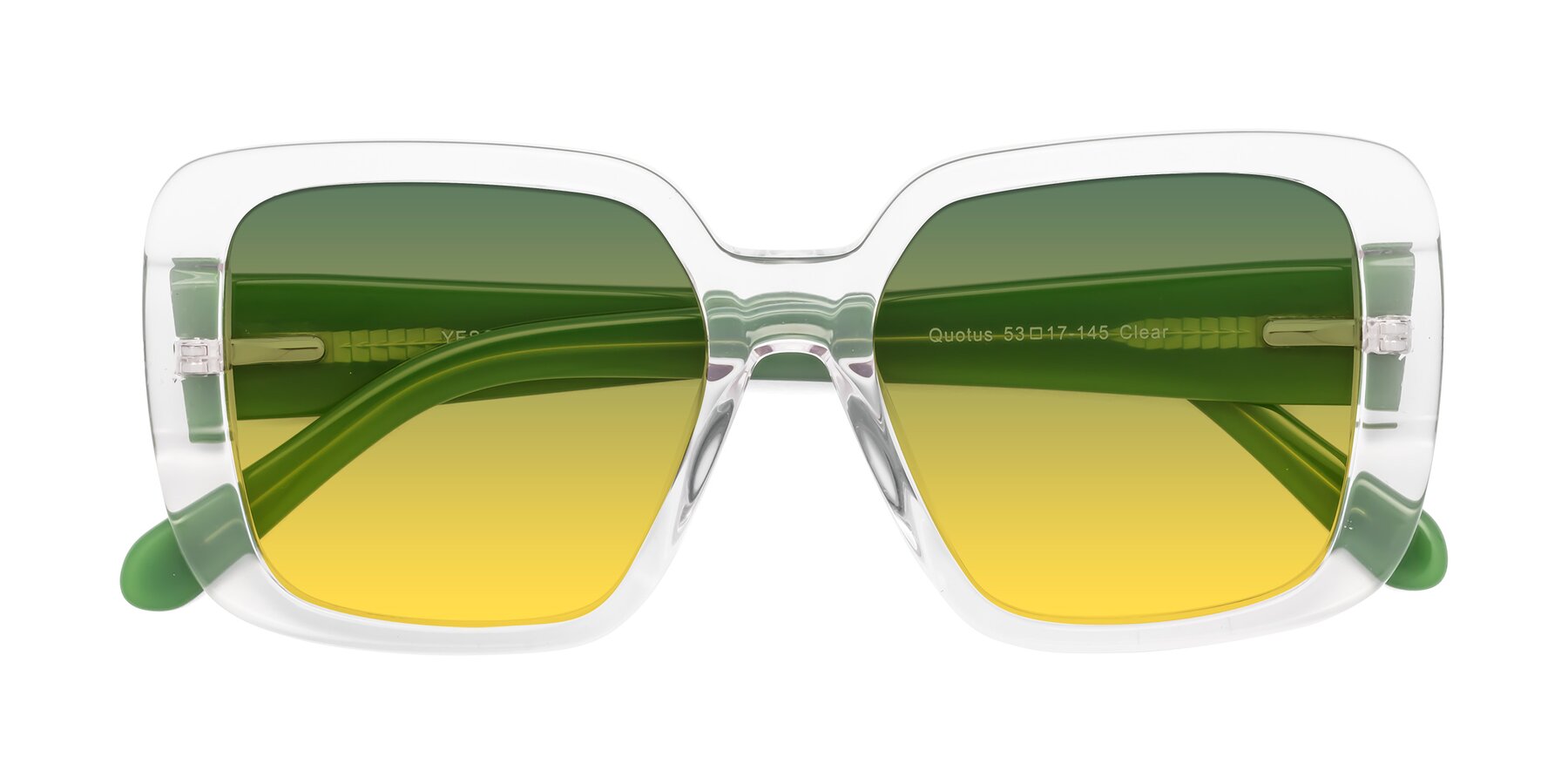 Folded Front of Quotus in Clear with Green / Yellow Gradient Lenses