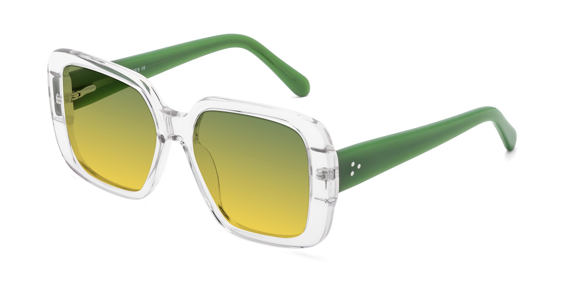 Angle of Quotus in Clear with Green / Yellow Gradient Lenses