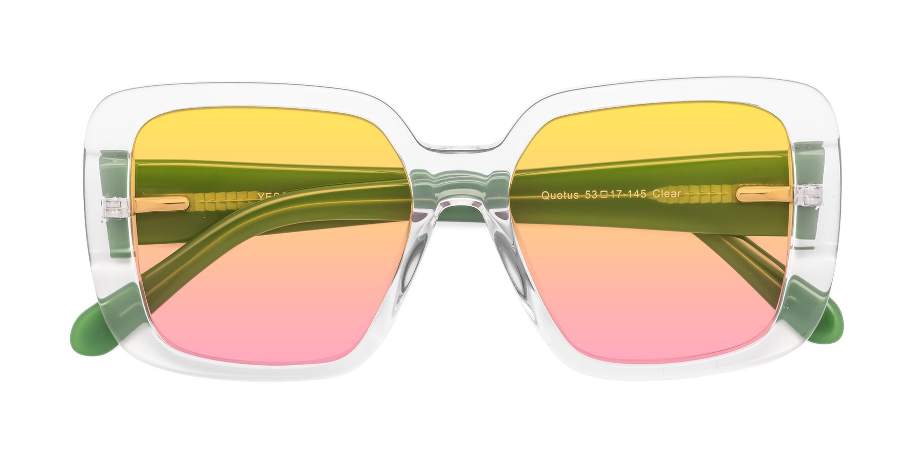 Folded Front of Quotus in Clear with Yellow / Pink Gradient Lenses