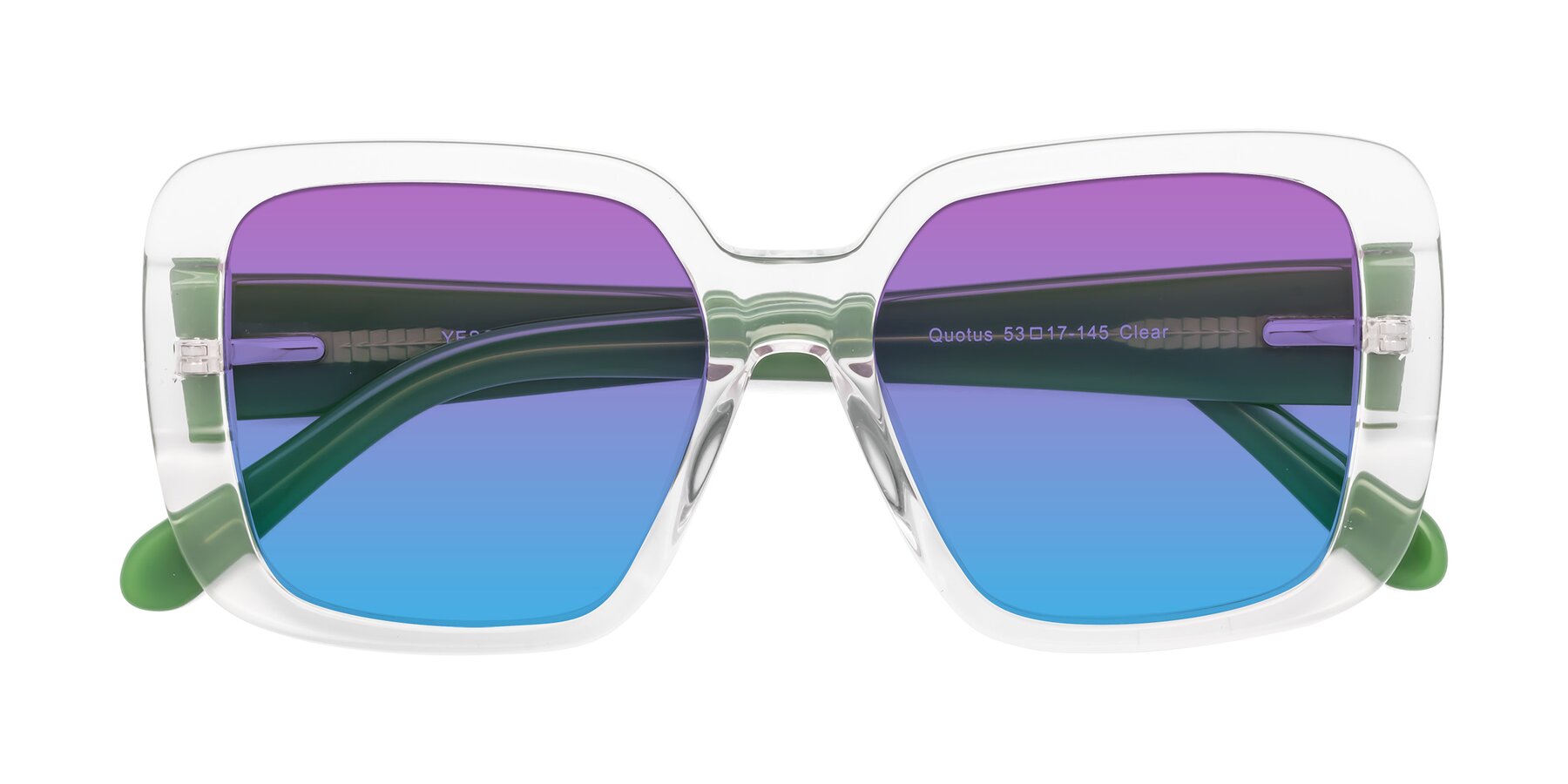 Folded Front of Quotus in Clear with Purple / Blue Gradient Lenses