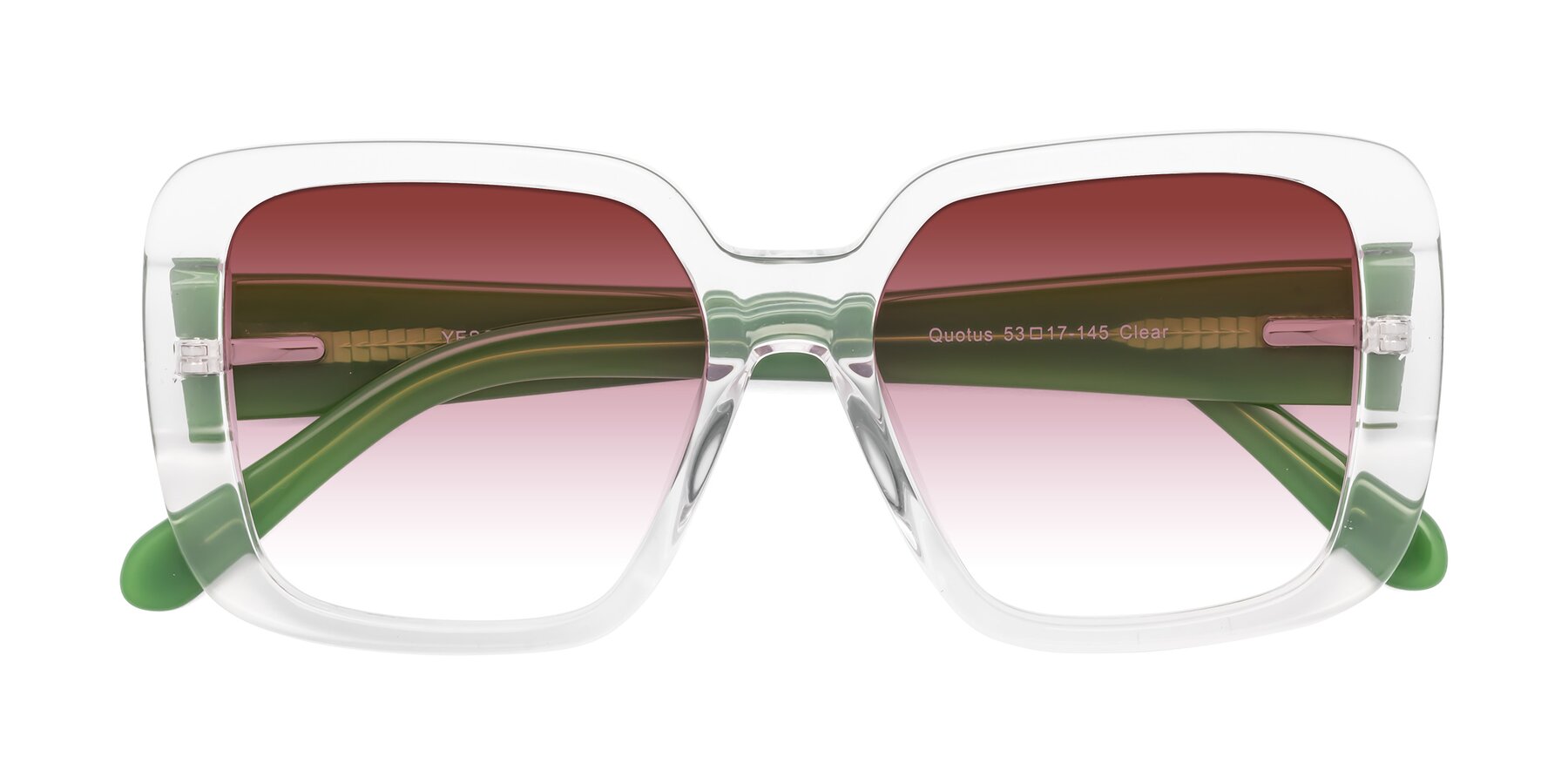 Folded Front of Quotus in Clear with Garnet Gradient Lenses