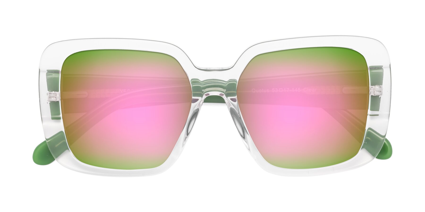 Folded Front of Quotus in Clear with Pink Mirrored Lenses