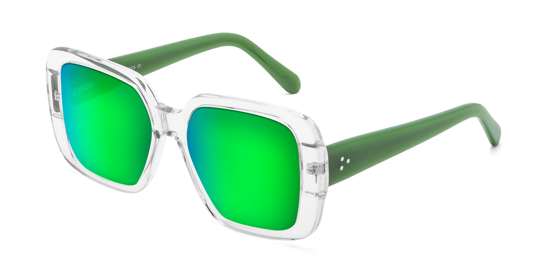 Angle of Quotus in Clear with Green Mirrored Lenses