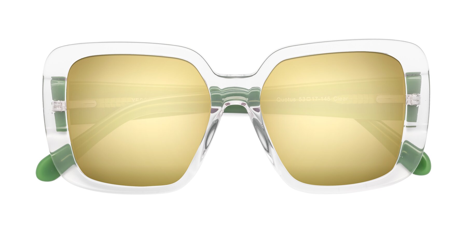 Folded Front of Quotus in Clear with Gold Mirrored Lenses
