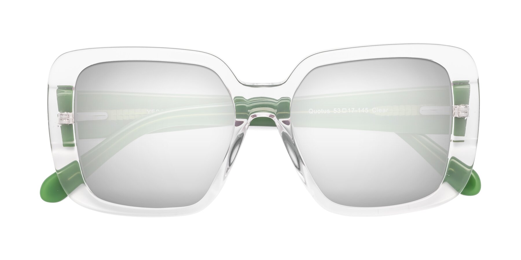 Folded Front of Quotus in Clear with Silver Mirrored Lenses