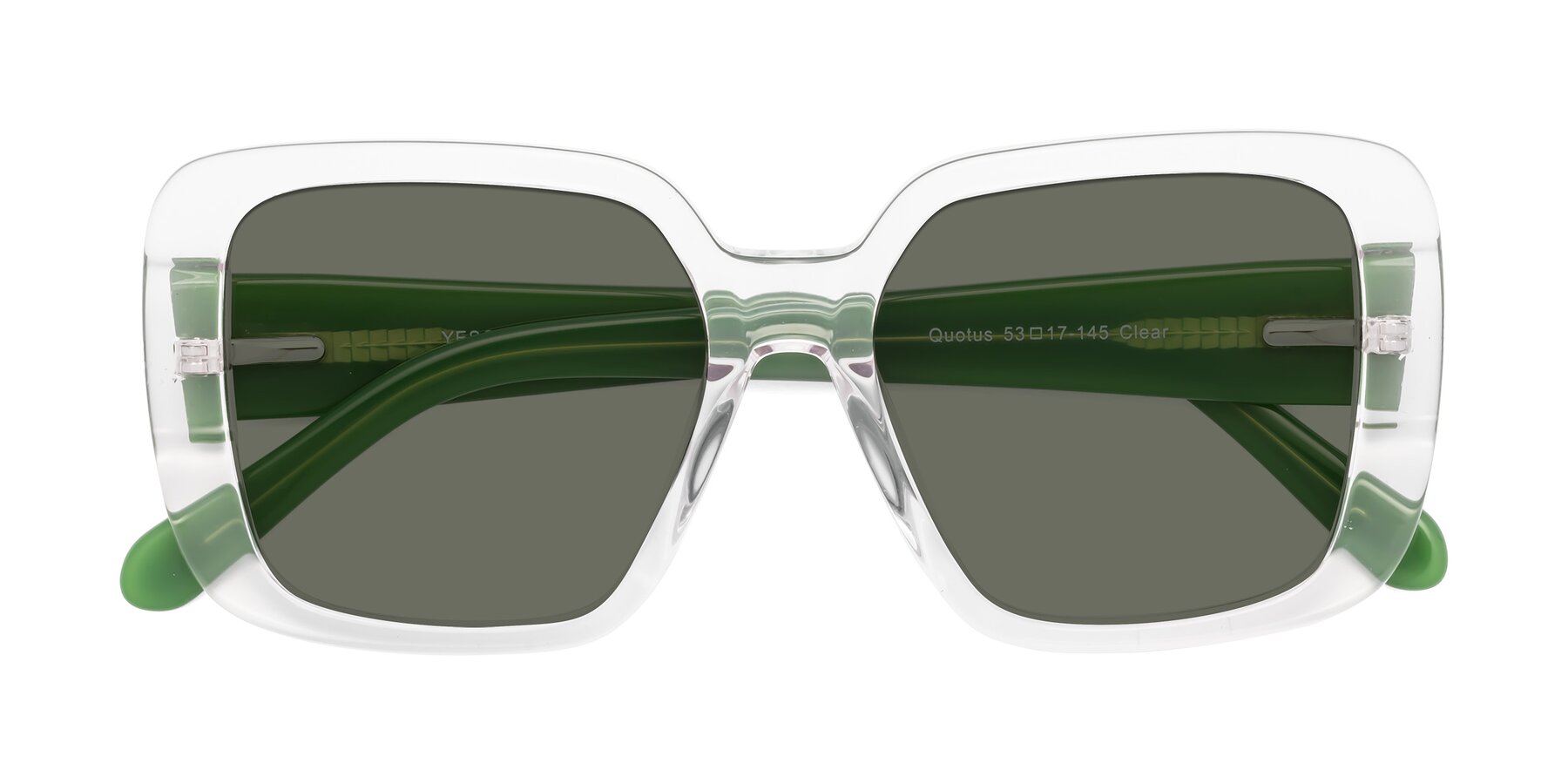 Folded Front of Quotus in Clear with Gray Polarized Lenses