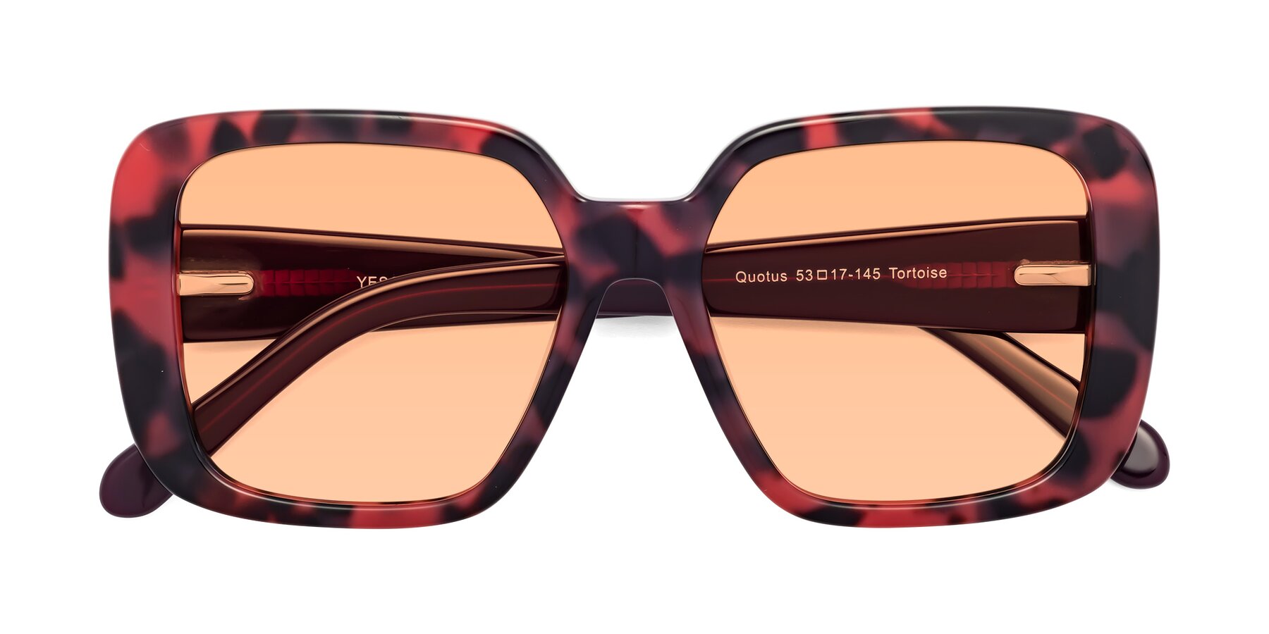 Folded Front of Quotus in Tortoise with Light Orange Tinted Lenses