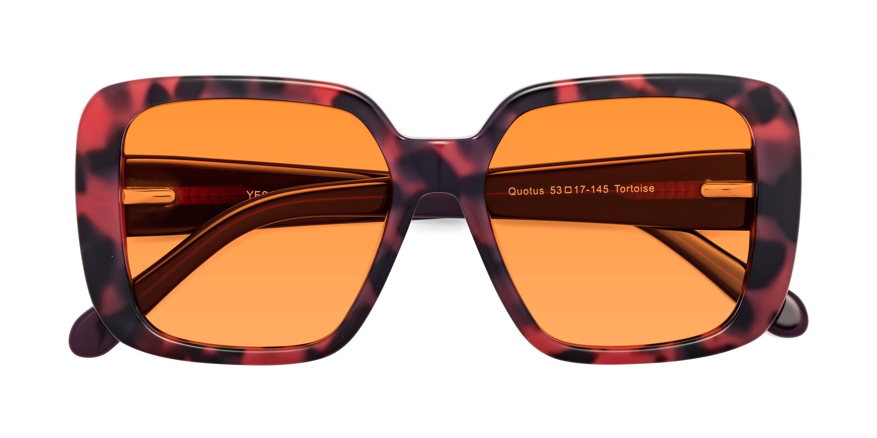 Folded Front of Quotus in Tortoise with Orange Tinted Lenses
