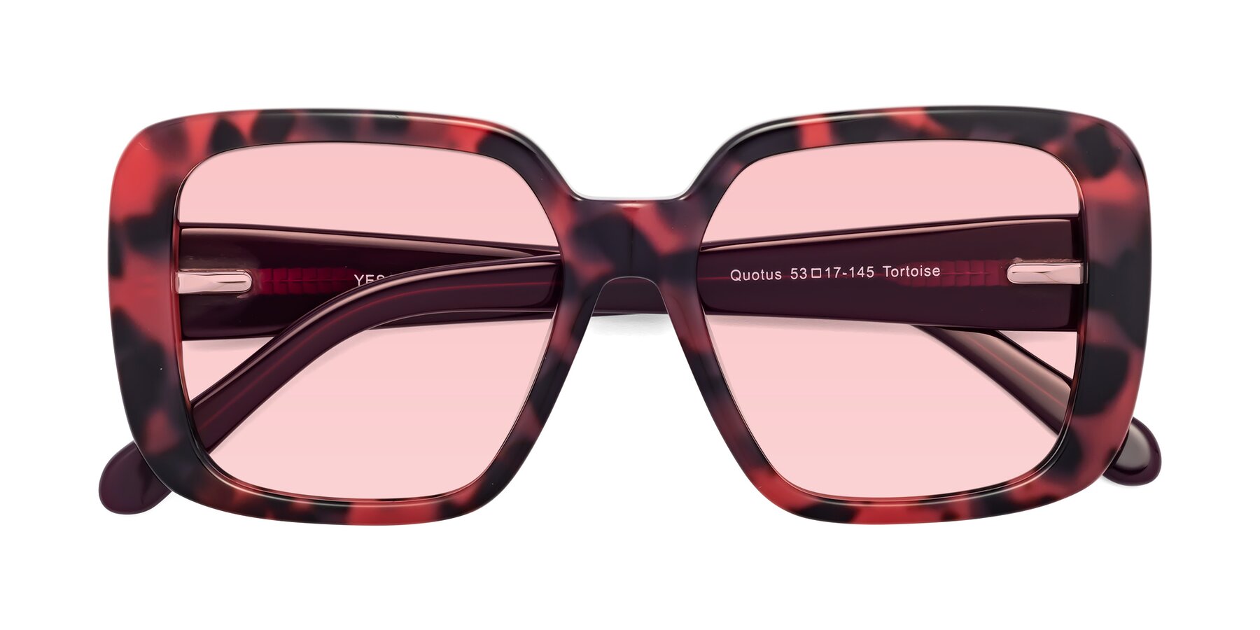 Folded Front of Quotus in Tortoise with Light Garnet Tinted Lenses