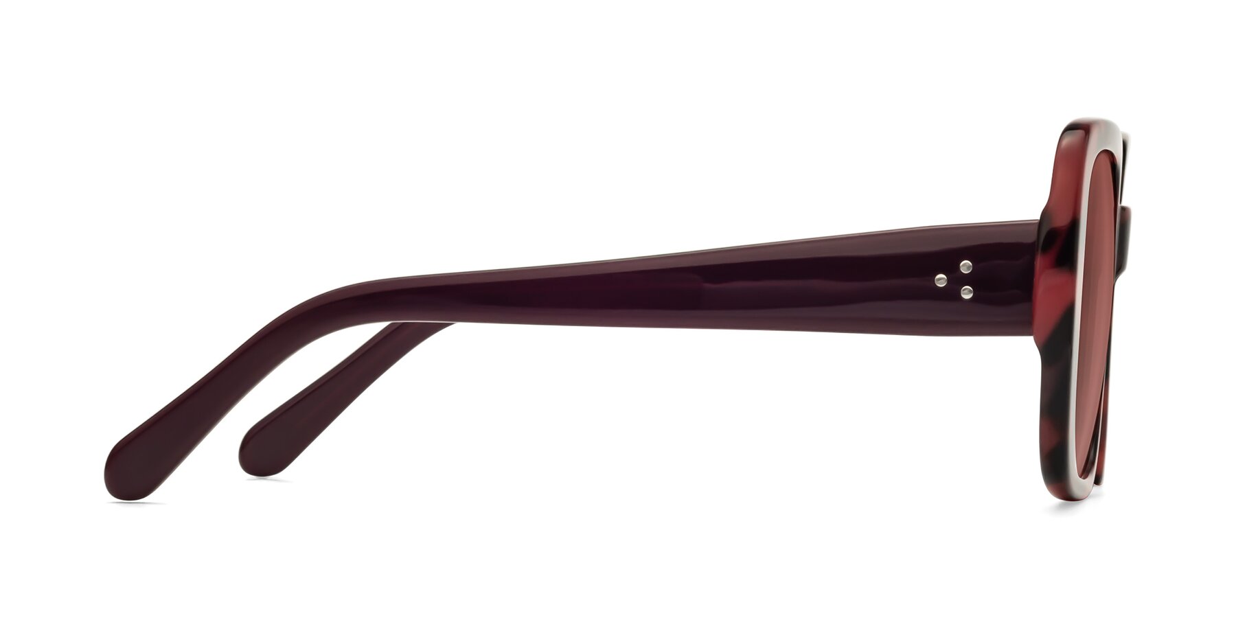 Side of Quotus in Tortoise with Garnet Tinted Lenses