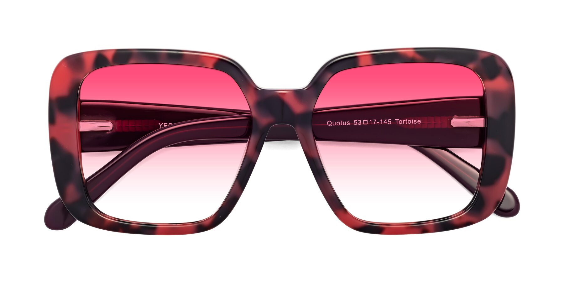 Folded Front of Quotus in Tortoise with Pink Gradient Lenses