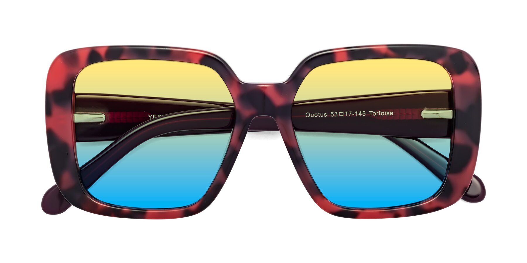 Folded Front of Quotus in Tortoise with Yellow / Blue Gradient Lenses