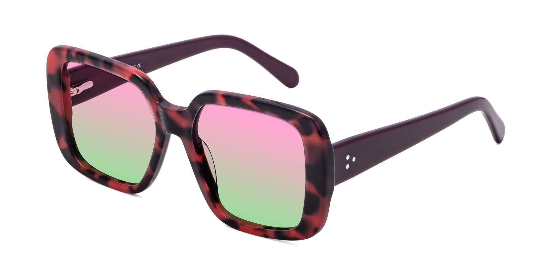 Angle of Quotus in Tortoise with Pink / Green Gradient Lenses