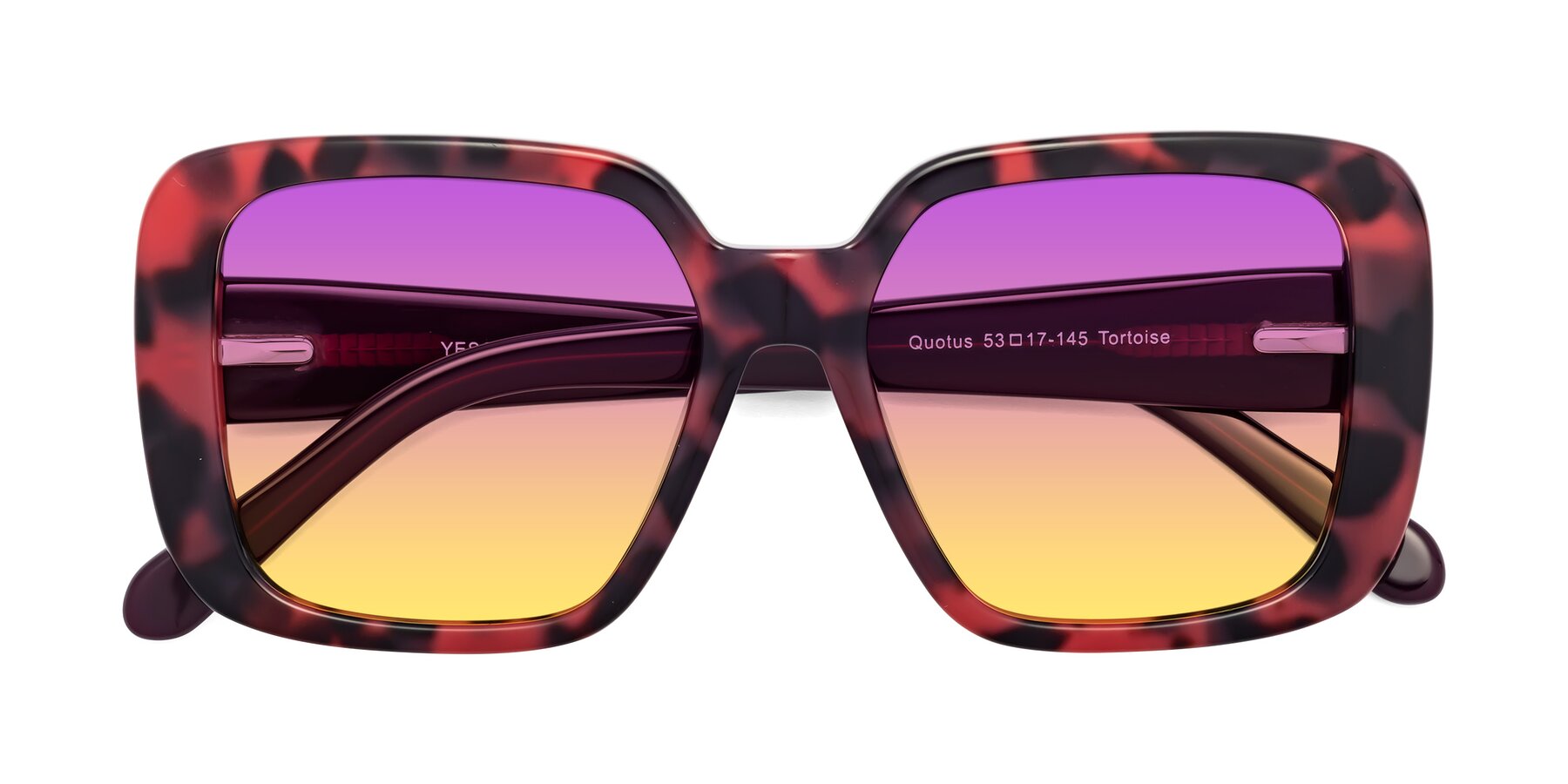 Folded Front of Quotus in Tortoise with Purple / Yellow Gradient Lenses