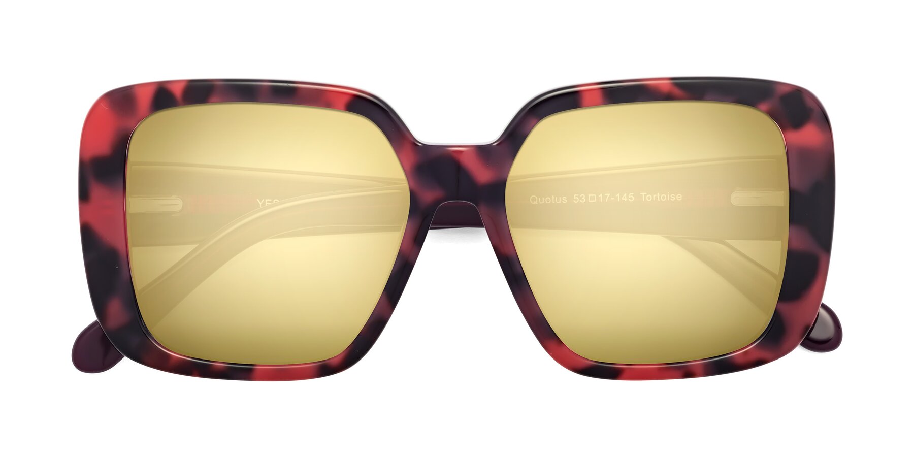 Folded Front of Quotus in Tortoise with Gold Mirrored Lenses